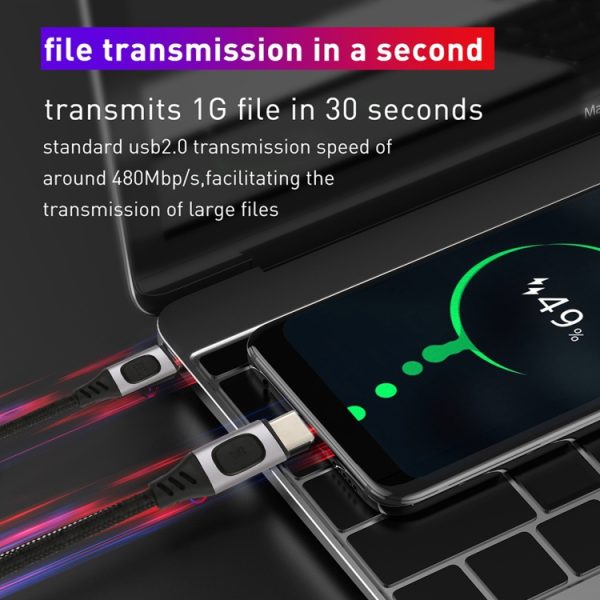 100W 5A USB-C / Type-C mannelijk naar USB-C / Type-C mannelijk PD Snel opladen gevlochten datakabel, 1m, 1.5m, 2m