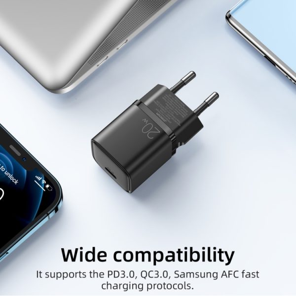 JOYROOM L-P202 Travel Series 20W PD USB-C / Type-C mini-snellader, EU-stekker, USB-C / Type-C