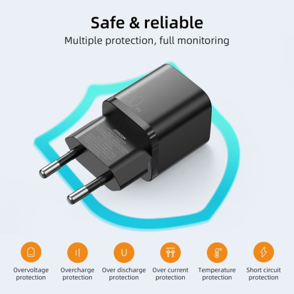 JOYROOM L-P202 Travel Series 20W PD USB-C / Type-C mini-snellader, EU-stekker, USB-C / Type-C