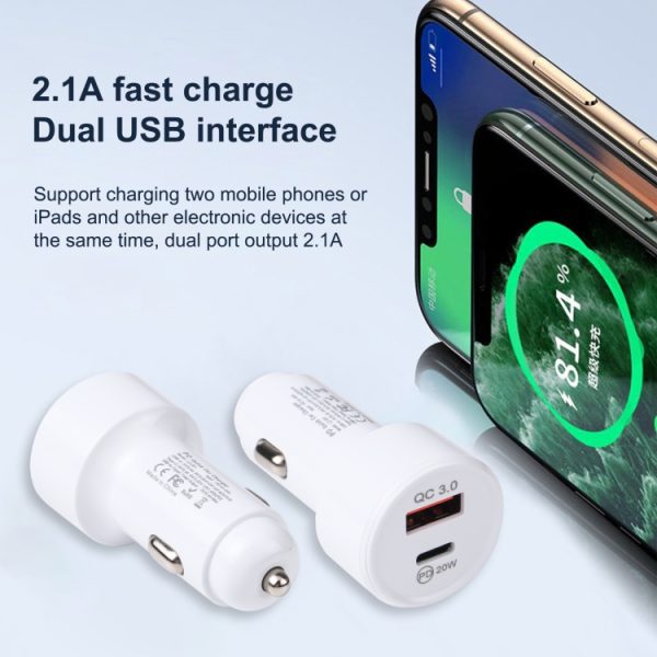 LZ-201 PD 20W USB-C / Type-C + QC 3.0 USB Mini snelle autolader