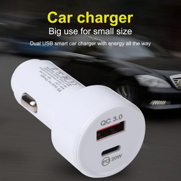 LZ-201 PD 20W USB-C / Type-C + QC 3.0 USB Mini snelle autolader