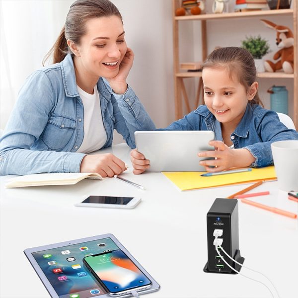 6 in 1 65W PD USB-C / Type-C + QC 3.0 USB + 4 USB Multi-port reislader,, US Plug, EU Plug, UK Plug, AU Plug