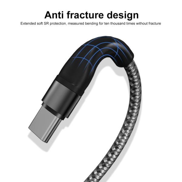 PD 60W USB-C / Type-C naar USB-C / Type-C snel opladen nylon gevlochten datakabel, 1m, 2m