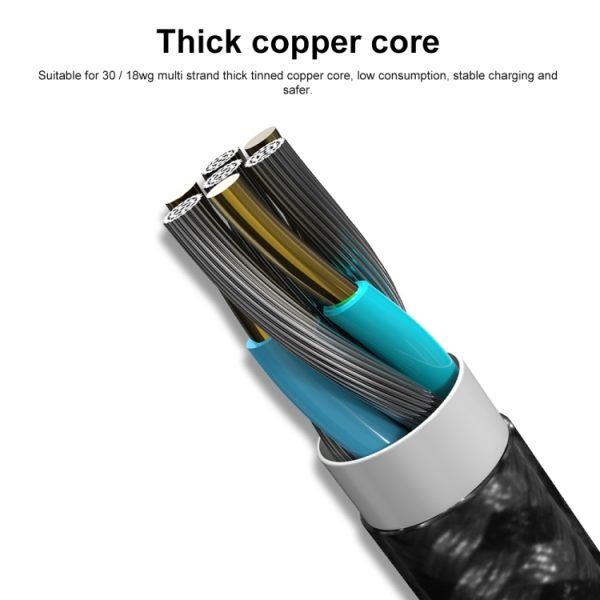 PD 60W USB-C / Type-C naar USB-C / Type-C snel opladen nylon gevlochten datakabel, 1m, 2m