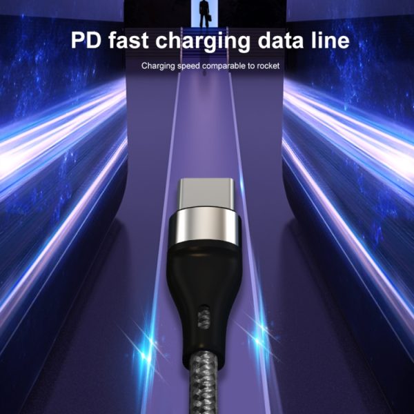 PD 60W USB-C / Type-C naar USB-C / Type-C snel opladen nylon gevlochten datakabel, 1m, 2m