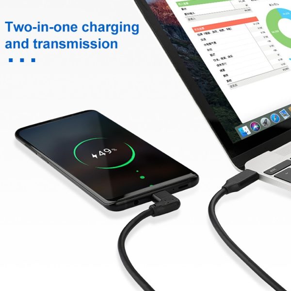 60W 3A USB-C / Type-C mannelijk naar USB-C / Type-C elleboog PD Snel opladen Magic Belt-kabel, 0.5m, 1m, 2m