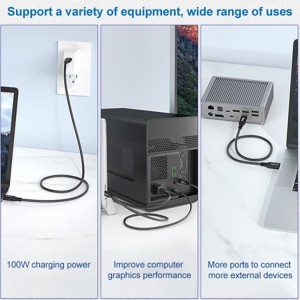 100 W USB-C / Type-C 4.0 mannelijk naar USB-C / Type-C 4.0 mannelijk volledig functionele datakabel voor Thunderbolt 3, 0.5m, 0.8m, 1m