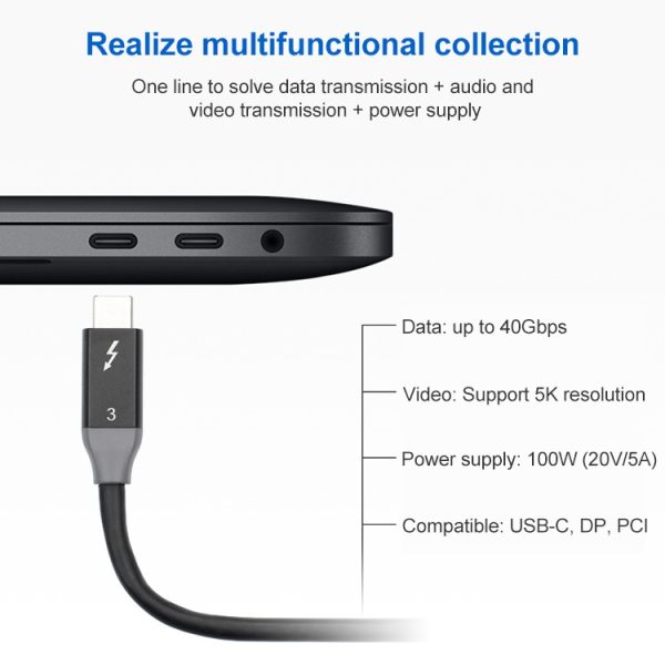 100 W USB-C / Type-C 4.0 mannelijk naar USB-C / Type-C 4.0 mannelijk Tweekleurige volledig functionele datakabel voor Thunderbolt 3, 0.31m, 0.61m, 0.95m, 1.22m