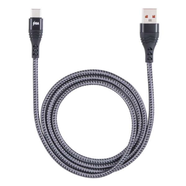 ADC-005 6A USB naar USB-C / Type-C geweven snellaadgegevenskabel, 1m, 2m