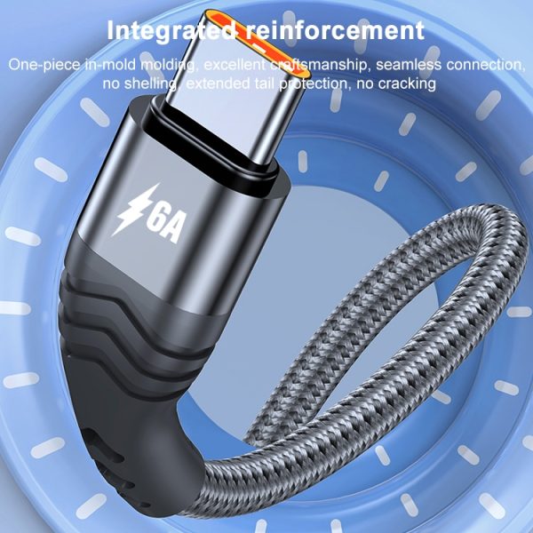 ADC-005 6A USB naar USB-C / Type-C geweven snellaadgegevenskabel, 1m, 2m
