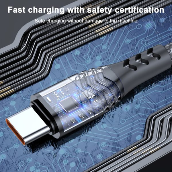 ADC-005 6A USB naar USB-C / Type-C geweven snellaadgegevenskabel, 1m, 2m