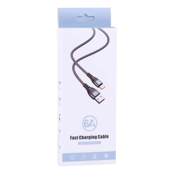 ADC-005 6A USB naar USB-C / Type-C geweven snellaadgegevenskabel, 1m, 2m
