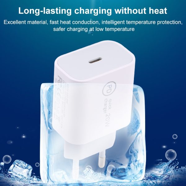 SDC-20W PD USB-C / Type-C reislader + 1m 20W USB-C / Type-C naar 8-pins datakabelset,, EU Plug, US Plug