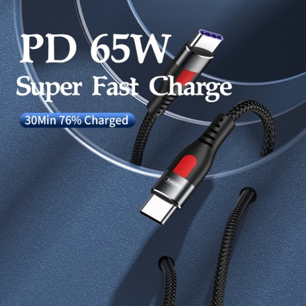 REMAX RC-195 Lesu Series PD 65W USB-C / Type-C naar USB-C / Type-C snellaaddatakabel, kabellengte: 1m