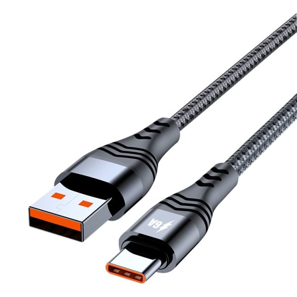 ADC-005 6A USB naar USB-C / Type-C geweven snellaadgegevenskabel, 0.5m, 3m