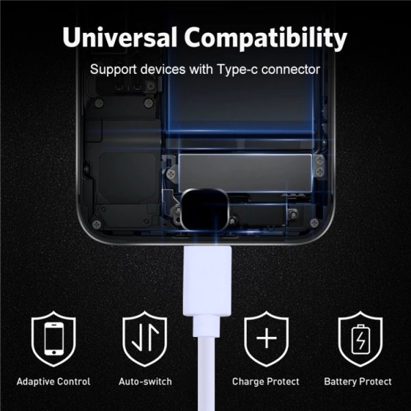 USB naar USB-C / Type-C koperen kern oplaadkabel, 30cm, 50cm, 1m