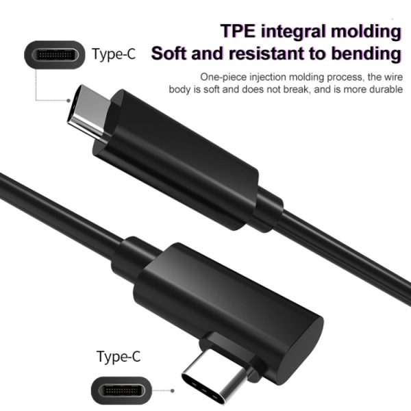 USB Male naar USB 3.2 Gen1 Type-C Elbow VR Link-kabel voor Oculus Quest 1/2, 3m, 4m