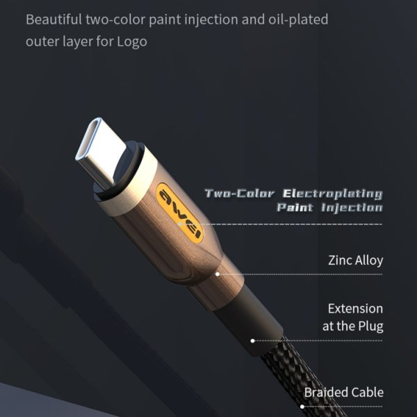 awei CL-125T Type-C / USB-C naar Type-C / USB-C snellaaddatakabel, lengte: 1m