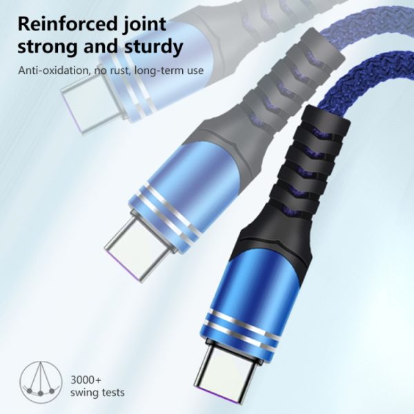 6A geweven USB-oplaadkabel, kabellengte: 1m, USB-C / Type-C, Micro USB, 8 Pin