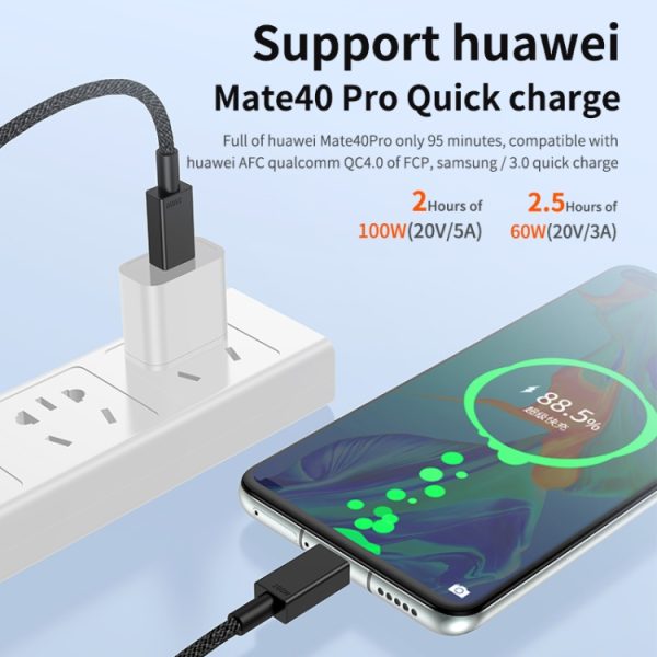 100 W USB-C / Type-C naar USB-C / Type-C snellaadgegevenskabel, 0.5m, 1m, 2m, 3m