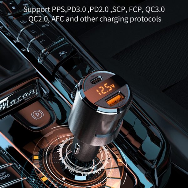 SC01 65W QC3.0 + PD autolader met twee poorten en spanningsweergave, SC01 (Black), SC01 (Silver)