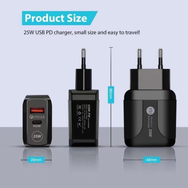 25 W PD Type-C + QC3.0 USB-poorten reisoplader, UK Plug