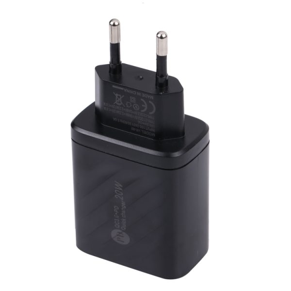AR-892 3-in-1 QC3.0 PD20W USB + USB-C / Type-C reislader voor onderweg, EU Plug, UK Plug