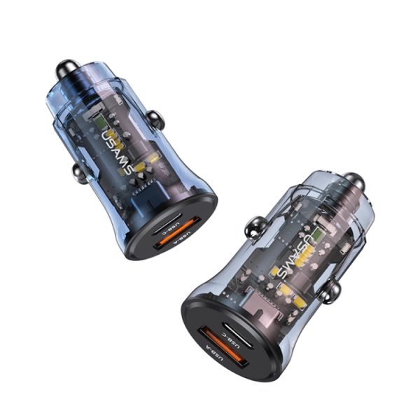 USAMS US-CC164 C32 30W transparante mini-autolader met twee poorten, C32