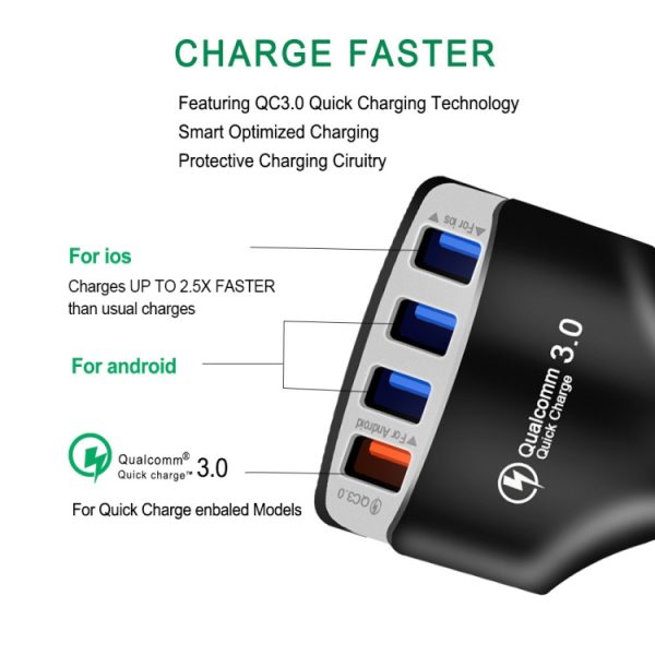 KC08 4 in 1 Sigarettenaansteker Conversie Plug Multifunctionele USB Auto Snellader, KC08 (Black), KC08 (White)