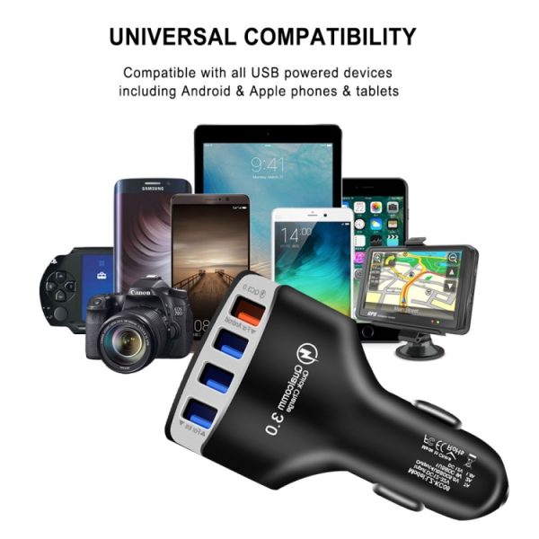 KC08 4 in 1 Sigarettenaansteker Conversie Plug Multifunctionele USB Auto Snellader, KC08 (Black), KC08 (White)