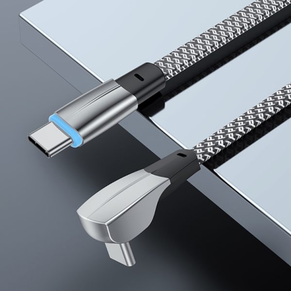 3A USB-C/Type-C naar USB-C/Type-C elleboogsnellaadgegevenskabel, 3A Type-C to Type-C 1.2m, 3A Type-C to Type-C 2m