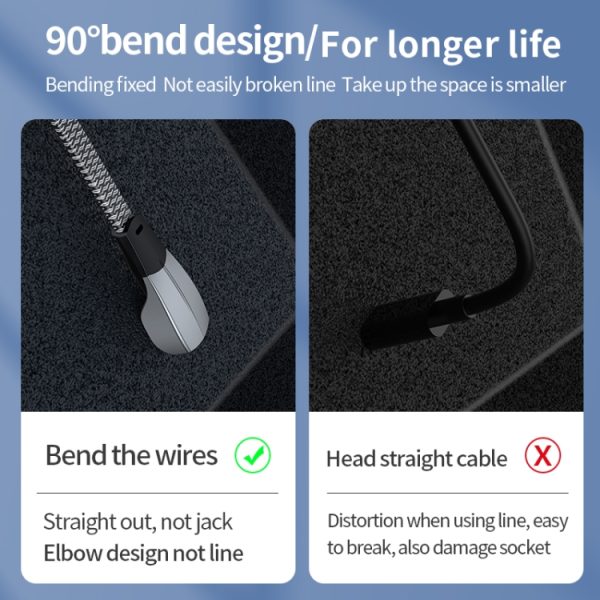3A USB-C/Type-C naar USB-C/Type-C elleboogsnellaadgegevenskabel, 3A Type-C to Type-C 1.2m, 3A Type-C to Type-C 2m