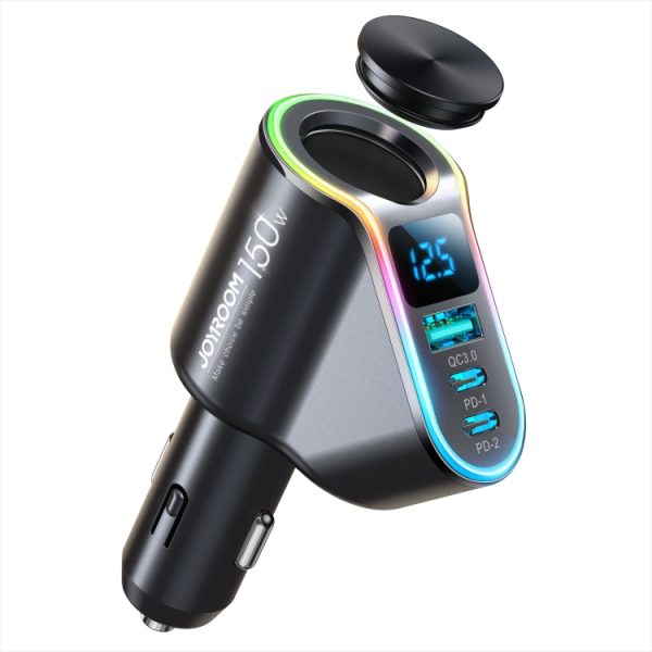 JOYROOM JR-CL21 150W 4-in-1 USB + Type-Cx2 autolader met sigarettenaansteker, JR-CL21