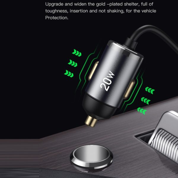 TOTUDESIGN 20W USB auto snel opladen, kabellengte: 1,2m, 8 Pin, USB-C / Type-C