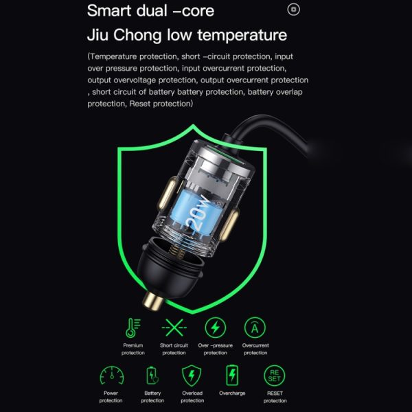 TOTUDESIGN 20W USB auto snel opladen, kabellengte: 1,2m, 8 Pin, USB-C / Type-C
