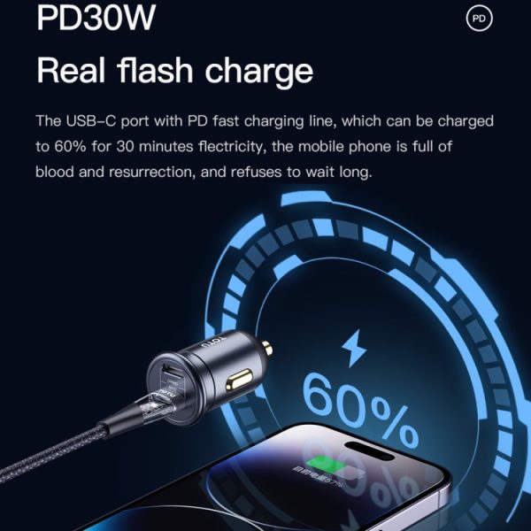 TOTUDESIGN 30W auto snel opladen, USB-A + USB-C / Type-C, USB-C / Type-C + USB-C / Type-C, USB-A