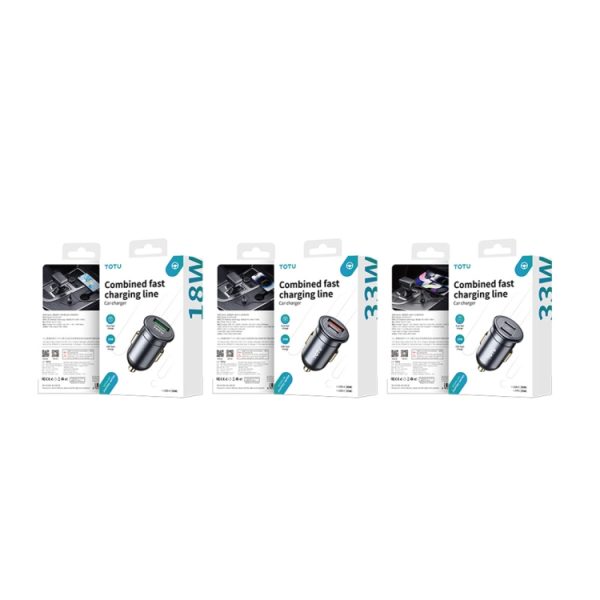 TOTUDESIGN 30W auto snel opladen, USB-A + USB-C / Type-C, USB-C / Type-C + USB-C / Type-C, USB-A