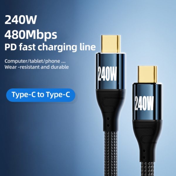 PD 240W Type-C naar Type-C snellaadgegevenskabel, 0.5m, 1m, 1.5m, 2m, 3m