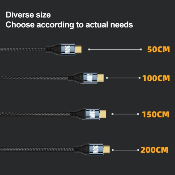 PD 240W Type-C naar Type-C snellaadgegevenskabel, 0.5m, 1m, 1.5m, 2m, 3m