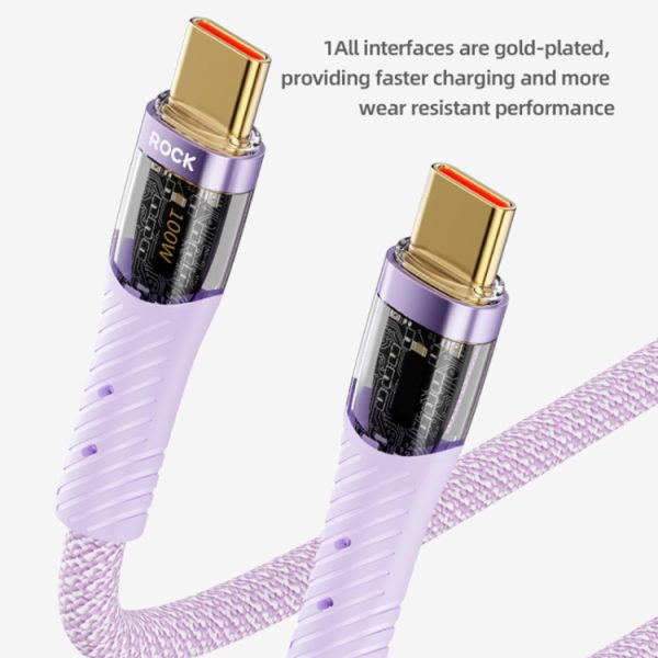 ROCK Z21 100 W USB-C/Type-C naar USB-C/Type-C transparante snellaaddatakabel, lengte: 1,2 m, Type-C to Type-C