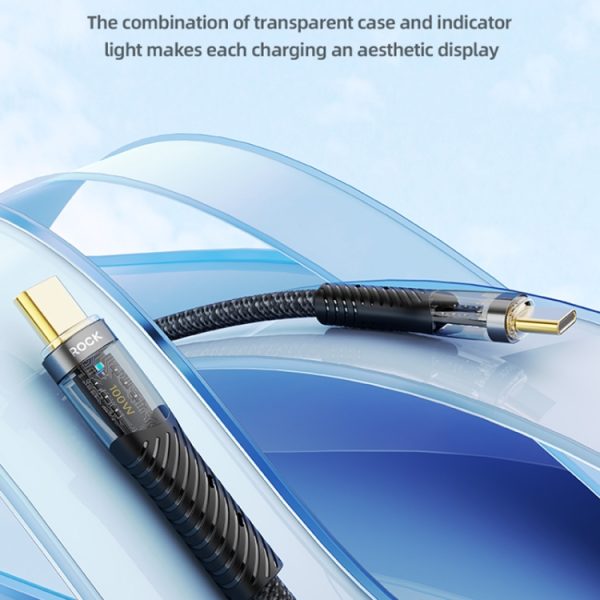 ROCK Z21 100 W USB-C/Type-C naar USB-C/Type-C transparante snellaaddatakabel, lengte: 1,2 m, Type-C to Type-C