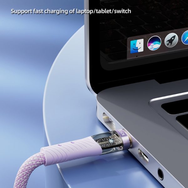 ROCK Z21 100 W USB-C/Type-C naar USB-C/Type-C transparante snellaaddatakabel, lengte: 1,2 m, Type-C to Type-C