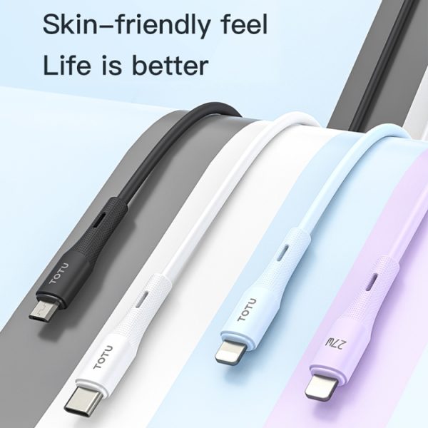 Siliconen datakabel, lengte: 1m, USB to 8 Pin, USB to Type-C
