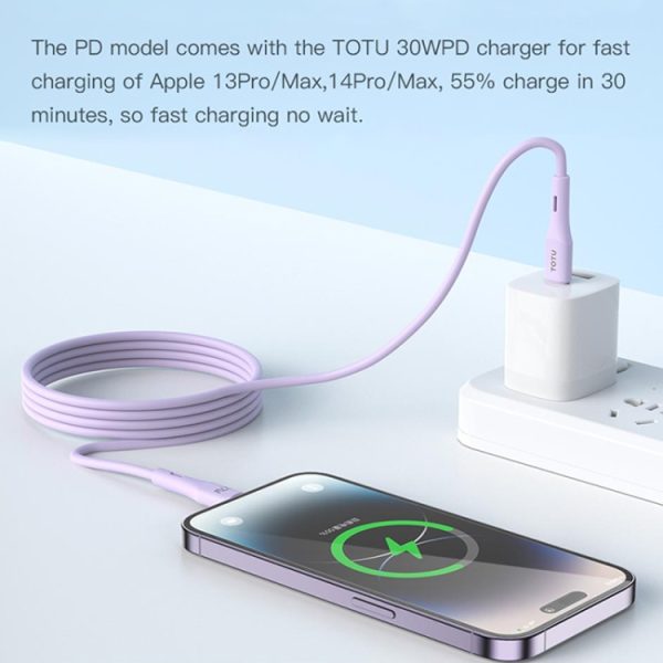 Siliconen datakabel, lengte: 1m, USB to 8 Pin, USB to Type-C