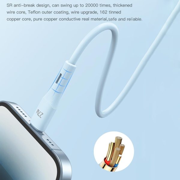 Siliconen datakabel, lengte: 1m, USB to 8 Pin, USB to Type-C