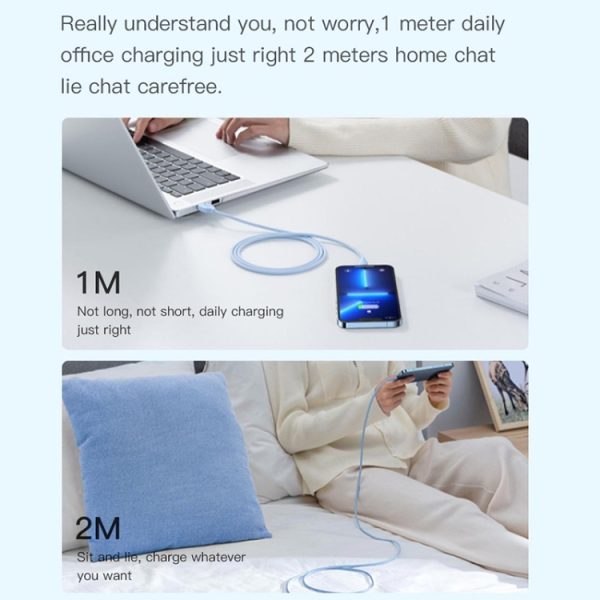 Siliconen datakabel, lengte: 1m, USB to 8 Pin, USB to Type-C