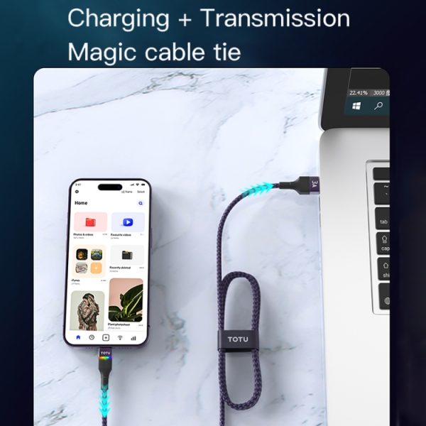 TOTU BT-020 Journey Series USB naar Type-C Colourful Breathing Light-datakabel, USB to Type-C
