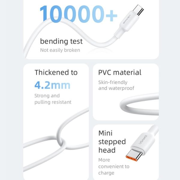 USAMS US-SJ613 U84 PD100W USB-C / Type-C naar USB-C / Type-C laadgegevenskabel, Type-C 1m, Type-C 2m, Type-C 3m