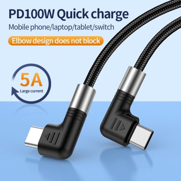 A9 100 W USB-C/Type-C naar USB-C/Type-C datakabel met dubbele elleboog, 0.5m, 1m, 2m, 3m