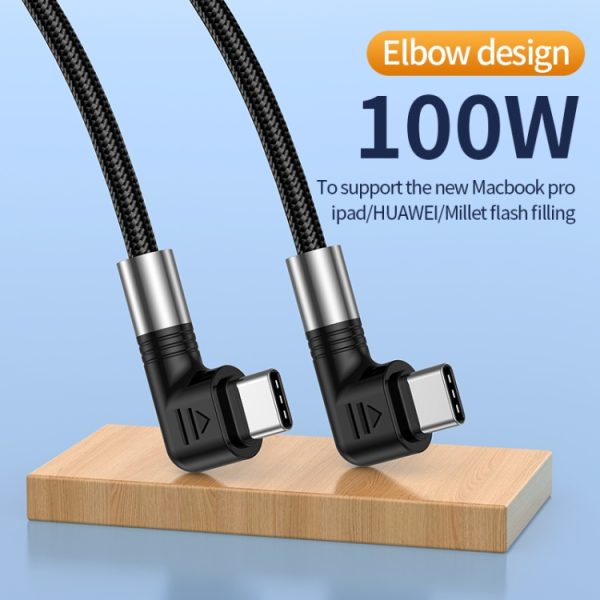 A9 100 W USB-C/Type-C naar USB-C/Type-C datakabel met dubbele elleboog, 0.5m, 1m, 2m, 3m